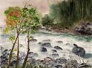 Rebecca McGoodwin Watercolor: Snoqualmie River 2004